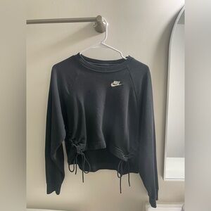 Nike Women's Black Crop Sweatshirt with Side Ties